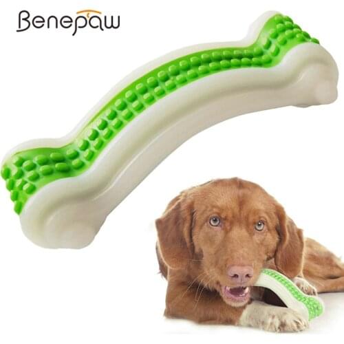 Benepaw Nontoxic Dog Bone Toys Bite Resistant Safe Pet Chew Toy For Small Large Dogs Dental Care Cowhide Taste Puppy Play Game