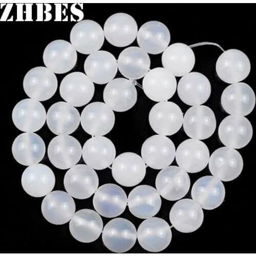 4/6/8/10/12MM Natural White Carnelian Stone Agates Spacer Beads Round Loose Beads For Jewelry DIY Making Bracelet Accessories