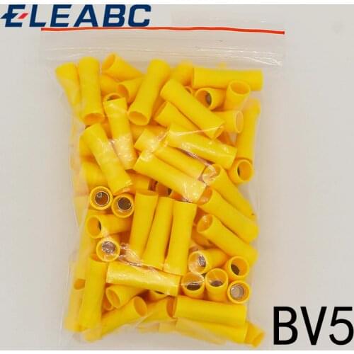 BV5 BV5.5 Full Insulating Wire Connector wire connector 50PCS/Pack Butt Connectors Crimp Electrical Wire Splice Terminal BV