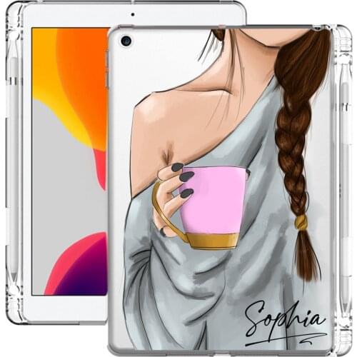 Custom Name Tablet Cover For iPad Air 4 Case Pro 11 2020 Funda With Pencil Holder 10.2 7th 8th Generation Clear Mini 5 Air 3