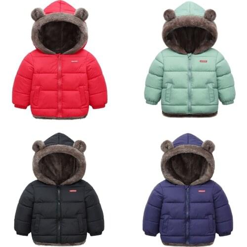 Kids Cotton Clothing Thickened Down Girls Jacket Baby Winter Warm Coat Kids Zipper Hooded Costume Boys Outwear JYF