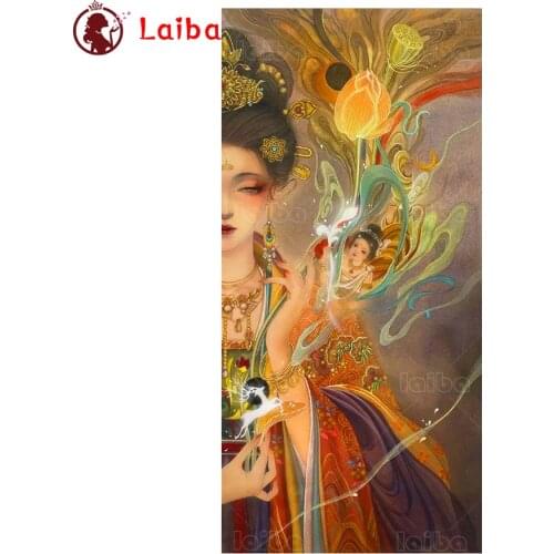 Diy Diamond Painting Abstract art, vintage oriental beauty, flowers diamond mosaic full square drill diamond embroidery