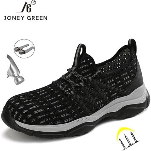 Breathable Mens Safety Shoes Boots With Steel Toe Cap Casual Mens Boots Work Indestructible Shoes Puncture-Proof Work Sneakers