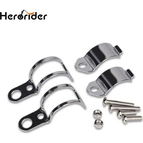 Herorider Silver Motorcycle Turn Signal Bracket Relocation Mount Holder Turn Signal Fork Clamps For 30MM-45MM Front Fork