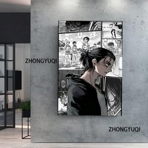Anime Attack Of Titan Eren Yeager Pictures Canvas Painting Poster High Definition Prints, Nordic Modular Wall Art
