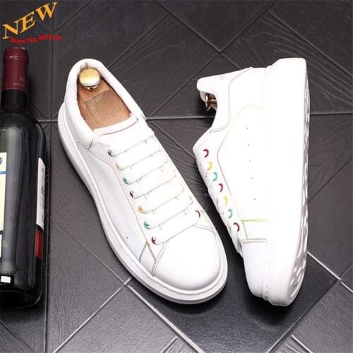 Summer New White Luxury Men Shoes Sneakers Hip Hop Leather Platform Casual Shoes Zapatillas Hombre
