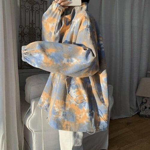 2021 Autumn Mens Dyed Color Streetwear Casual Bomber Jackets Grey/orange Color Coats Loose Top Hip Hop Style Outerwear M-2XL