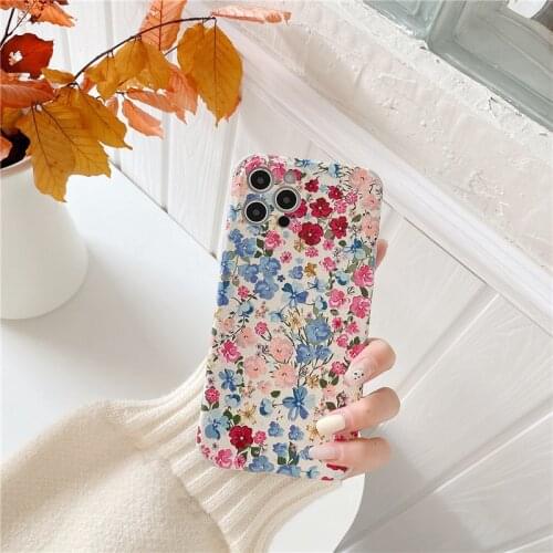 Retro sweet sakura oil painting art japanese Phone Case For iPhone 12 11 Pro Max Xr Xs Max 7 8 Plus X 7Plus case Cute Soft Cover
