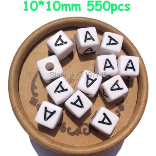 Fashion Acrylic Letter 10mm Beads New White Black Big Hole Beads For Diy Name Bracelets Making Charms Jewelry Findings 550pcs