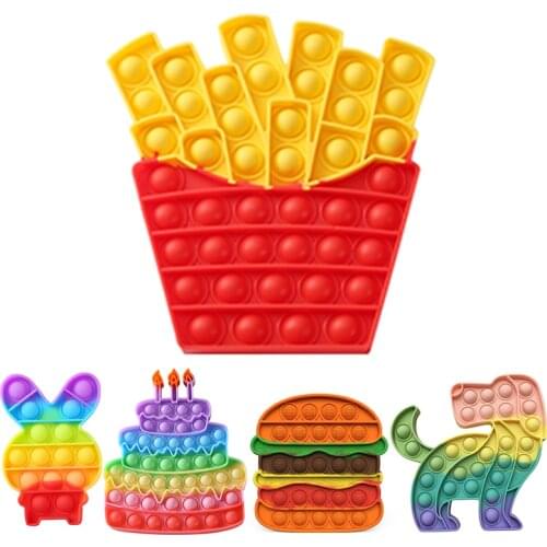 Cartoon French Fries Push Bubble Fidget Sensory Toy Autism Special Needs Fidget Squeeze Anti-stress Stress Reliever Toys for Kid