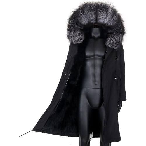 7XL Mens winter outwear Real fox fur & Raccoon fur collar real Raccoon fur lined hooded parka D 2021 Newetachable fur collar 7XL