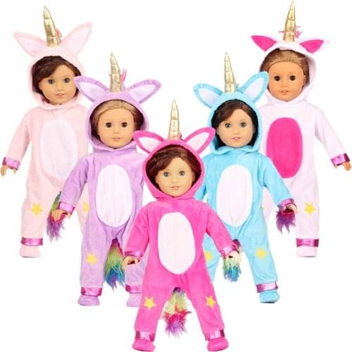 New Unicorn Jumpsuits Fit For 18 Inch American Girl Doll 45cm Our Generation Girl Doll Clothes And Accessories