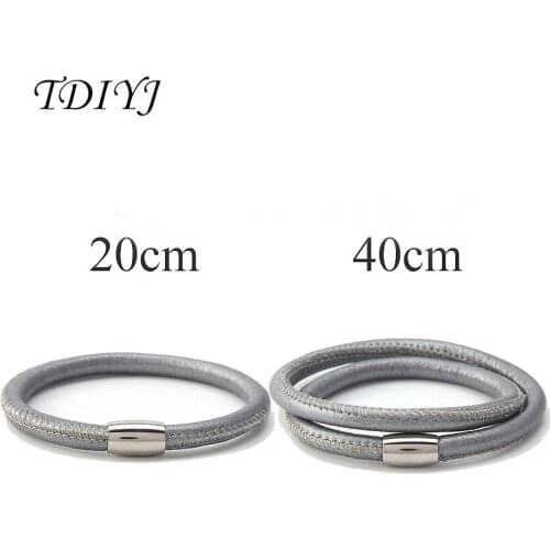 TDIYJ Newest (5 pieces/lot) 20cm/40cm Grey Genuine Lambskin Leather Bracelets for Women Accessories