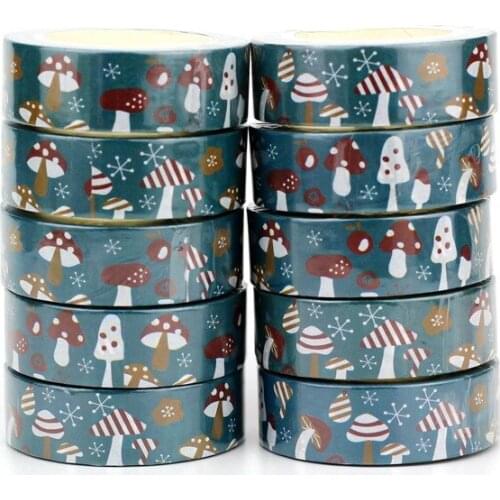 NEW 10pcs/Lot Decorative Cute Blue Mushrooms Washi Tapes Paper Scrapbooking Planner Adhesive Masking Tape Papeleria