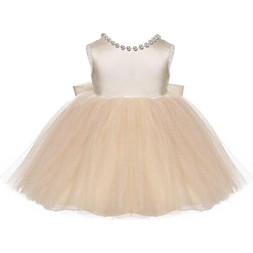 New Elegant Flower Girls Dresses Tutu Dress Kids Sleeveless Beading Fluffy Party Wedding Dress Formal Baby Girls Clothing