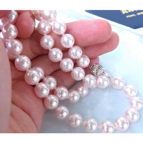 GorgeousAAA 8-8.5mm round AKoya natural white pearl pearl necklace 18inch 925silver