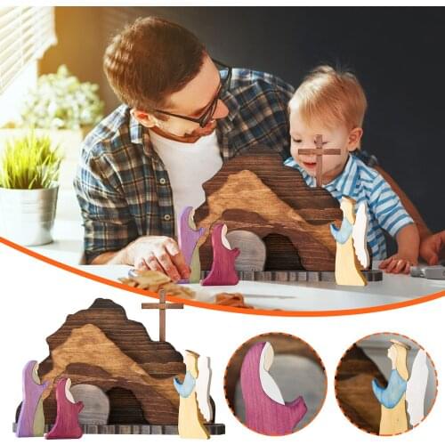 Easter Wooden Nativity Set Wooden Manger Creche Nativity Scene Montessori Inspired Wedd Home Decor Wedding Drop Shipping