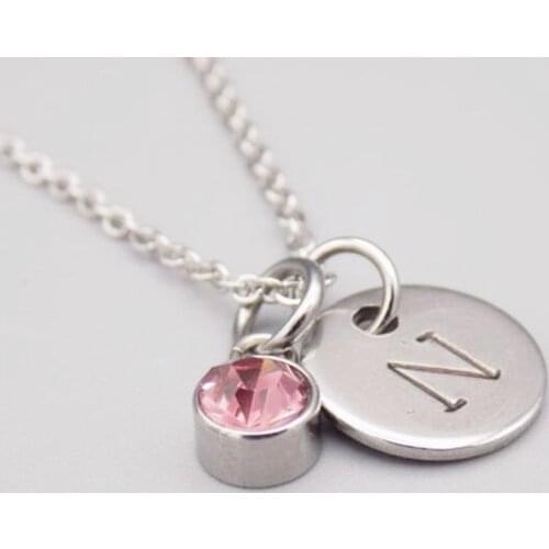 Personalized Birthstone Initial Disc Necklace ,Girls Monogram Necklace,Birthday Gift Idea For Her, Women, Best Friend,Sister