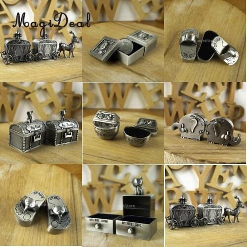 MagiDeal 2pcs/Set My First Tooth & Curl Silver Trinket Box Set Keepsake Boy Girl Gift Baby Shower Birthday Party Favors Gift Box