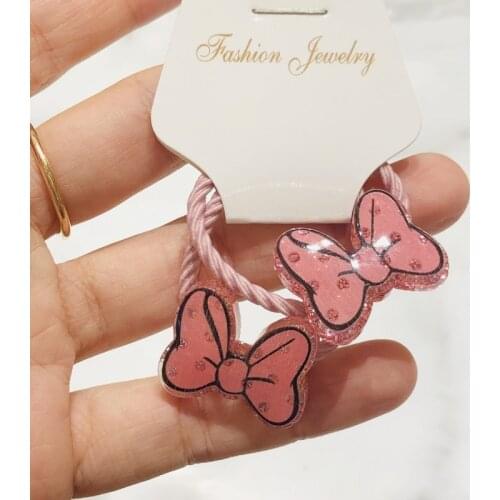 2Pcs Bow-knot Girls Elastic Hair Bands Ponytail Holder Hair Ties Headband Scrunchie Hair Accessories for Children