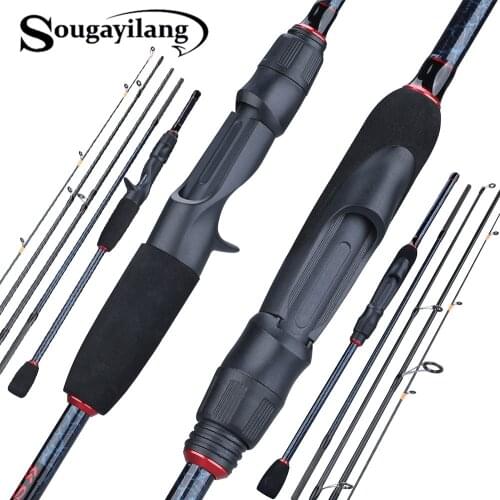 Sougayilang 1.8-2.4m 5 Section Spinning Casting Fishing Rod Ultralight Carbon Fiber Travel Portable Fishing Rod Fishing Tackle