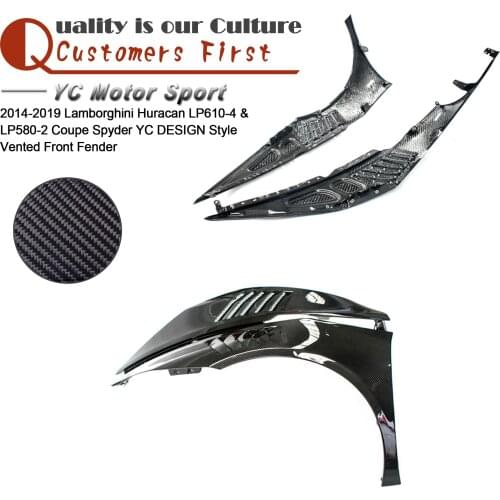Dry Carbon Fiber YC DESIGN Style Front Fender Fit For 14-19 Huracan LP610-4 & LP580-2 Coupe Spyder Vented Front Fender