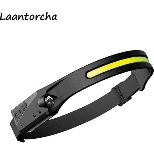 COB LED Headlamp USB Rechargeabl Sensor Headlight with XPE Light Waterproof 4 Lighting Modes Camping Working Head Lamp Torch