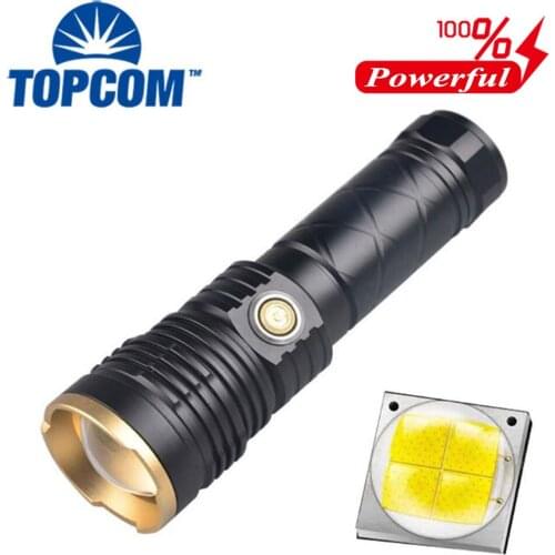 TOPCOM Flashlight XHP 50.2 Rechargeable Light USB Charging Zoomable Powerful Flashlight LED Ultra Bright Aluminum Lanterna