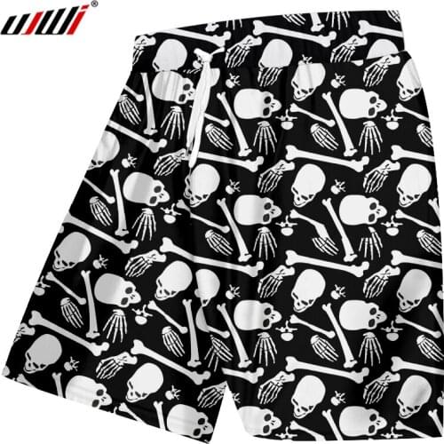 UJWI Street Clothing 3D Printed Man Skeleton And Skull Punk Rock Mens Spandex Beach Shorts Wholesale Big Size 6XL