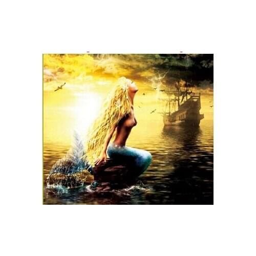 Needlework,DIY Cross Stitch Sets For Embroidery Kits Precise Printed Mermaid Patterns Counted Cross-Stitching 30x40cm