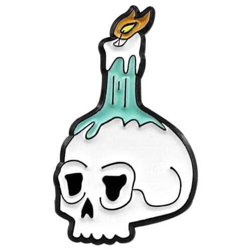 Necromancer Skeleton Candle Light Metal Enamel Brooch Personality Fashion Skull Badge Pin Trendy Backpack Hat Jewelry Accessorie