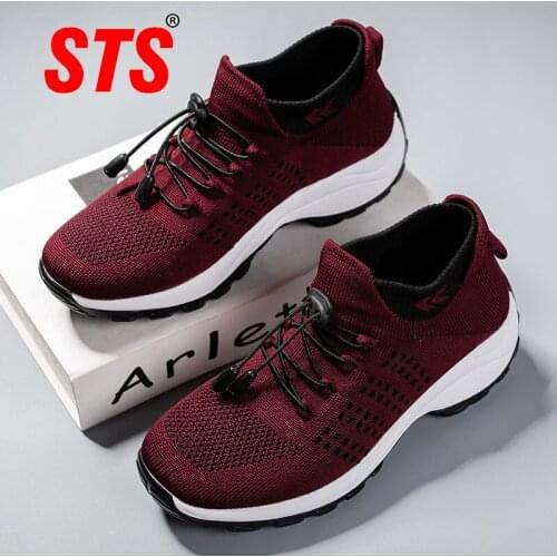 STS Women Shoes Knitting Sock Sneakers Plus Size 42 Fashion Lady Vulcanize Shoes Female Mesh Sneakers Flat Casual Tenis Feminino