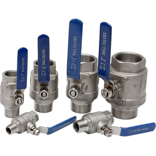 1/4" 3/8" 1/2" 3/4" 1" 2" BSPT Female To Male Full Port Ball Valve Controller 304 Stainless Steel Water Gas Oil Home Garden Brew
