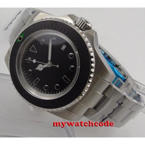 44mm bliger sterile black dial luminous Ceramic Bezel automatic mens watch P159