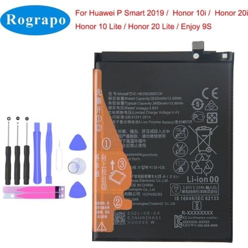 Original 3400mAh HB396286ECW Battery For Huawei Honor 10i 20i / 10 20 Lite / P smart 2019 HRY-LX1MEB POT LX2 LX1T Mobile Phone