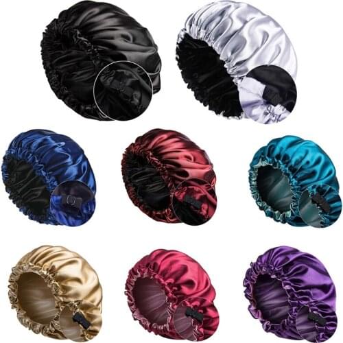 Satin Bonnet Sleep Cap Extra Large Double Layer Reversible Adjustable Turban Hat