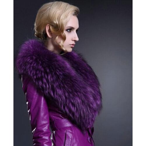 Free shipping Collars custom Large fur scarf color fur collars scarves purple raccoon fur scarf big collar