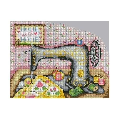 FREE delivery Top Quality lovely counted cross stitch kit home sweet home sewing machine sartorius I love to sew