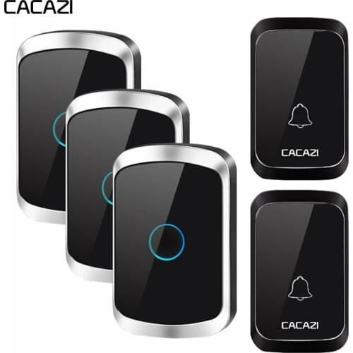 CACAZI Wireless Doorbell 300M Remote Waterproof Intelligent LED Light Home Cordless Doorbell 60 Chimes 1 2 Button 1 2 3 Receiver