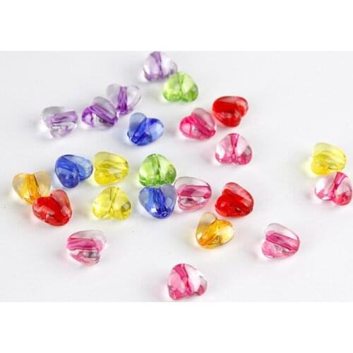 10Pcs/lot Candy Color Cute Heart Beads For DIY Making Earrings Necklace Bracelet Loose Beads Jewelry Accessories