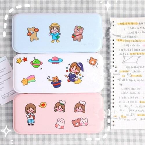 Korean Creative Pencil Case Large Capacity Transparent Frosted Pencil Case Student Plastic Pencil Case