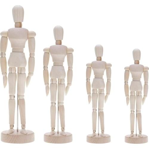 Handmade Wooden Movable Limbs Human Figure Model Artist Sketch Draw Decor Modern Miniature Figurines DIY Crafts Home Decoration
