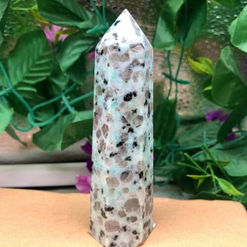 Groothandel Natuurlijke Blauwe Spotted Quartz Crystal Obelisk Wand Healing8-10 Cm
