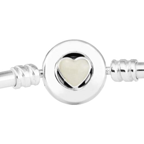 Loving Heart Silver Enamel Bangles For Jewelry Making Sterling Silver Jewelry For Woman DIY Beads Fashion Silver Bracelets