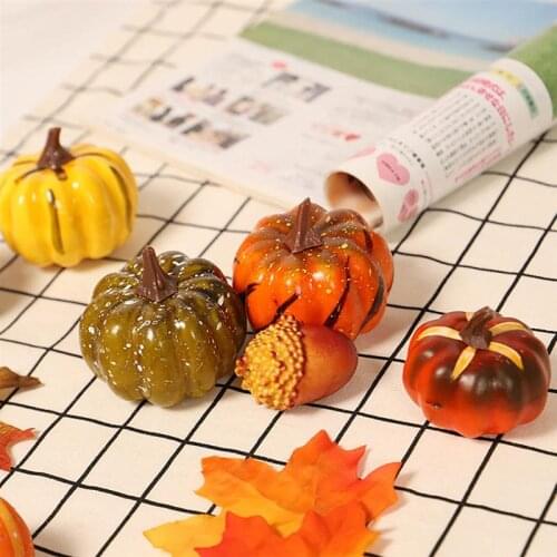 16pcs Halloween Fruit Prop Set Simulation Artificial Pumpkin Fall Maple Leaf Garland for Thanksgiving Halloween Home Decoration