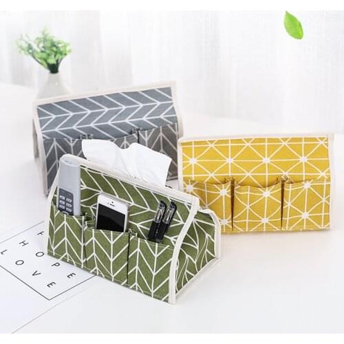 Cotton Linen Art Tissue Box Napkin Holder Cover Room Car Sofa Hotel Kitchen Decorative Paper Container Case School Supplies