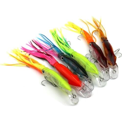 Hot Sale 6pcs Artificial Octopus Fishing Lure 14cm 40g Buzzbait Treble Hook 3D Eyes Swimbait Sea Fishing Tackle Accessories