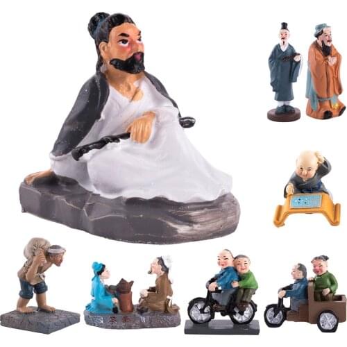 Ceramic Simulated Chinese Characters Model Figurine Miniatures DIY Landscape Dollhouse Decor Mini Miniature Figurine Home Decor