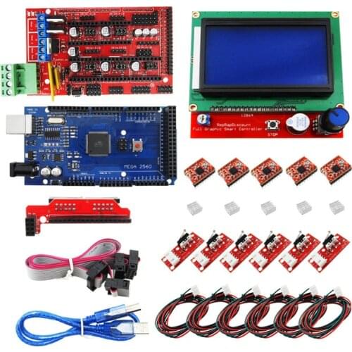 CNC 3D Printer Kit for Mega 2560 R3 + RAMPS 1.4 Controller + LCD 12864 + 6 Limit Switch Endstop + 5 A4988 Stepper Driver