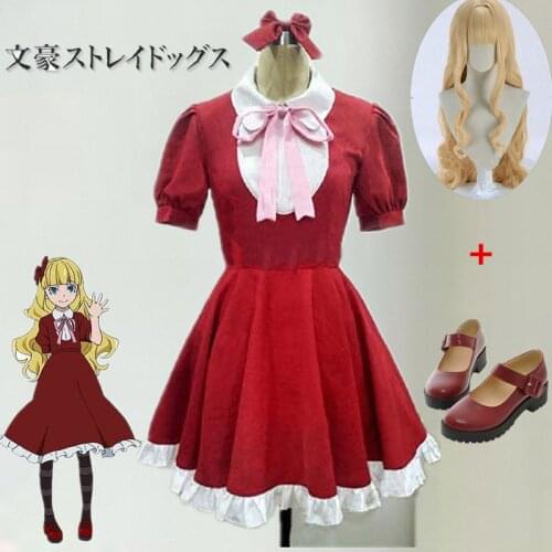 Bungou Bungo Stray Dogs Port Mafia Ogai Moris manifestation Elise Outfit Dress Clothing Anime Manga Cosplay Costume&wigs &shoes